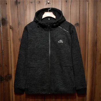 

Autumn Style Men Solid Color Lian Cap Coat Fat Man Plus Fat plus Size Sports Sweater Loose Top Zipper Cardigan