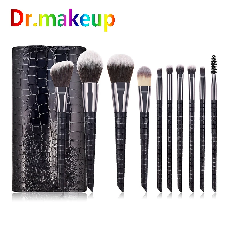 

10 PCS Makeup Brushes Hot Professional Brush Set Tools Soft Nylon Elegant Foundation Eyeshadow Brush Beauty Cosmetic Black White