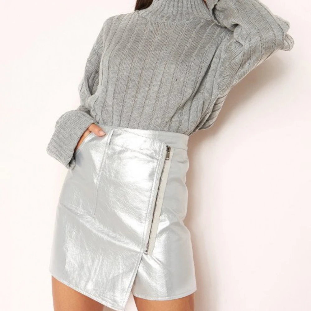 Women Skirt PU Leather Sliver High Waist Asymmetrical Sexy Wrap Pencil Skirt Bodycon Elegant Sexy Package Hip Split Mini Skirts Women Skirt PU Leather Sliver High Waist Asymmetrical Sexy Wrap Pencil Skirt Bodycon Elegant Sexy Package Hip Split Mini Skirts