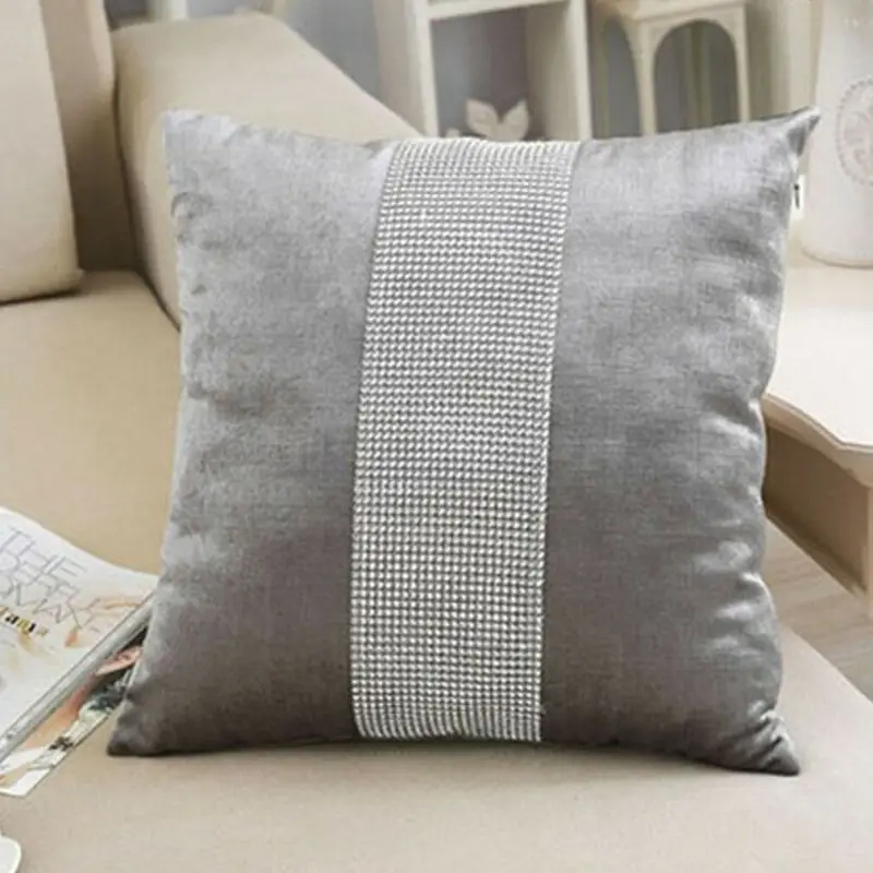 43 CM Home Decor Grey Diamond Sofa Throw Cushion Cover Pillow Case Car Party 