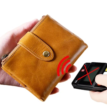 

Cowhide soft mini wallet men short wallet leather men wallet double zipper men purse card package