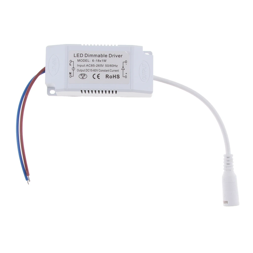 

Dimmable 15-60Volt DC Transformer Power Supply for LED Downlight, 6-18x1 W