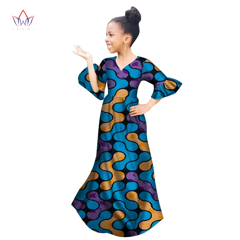 Женская одежда в африканском стиле детское традиционное Хлопковое платье с рукавом-бабочкой, платья с принтом Весенняя детская одежда BRW WYT154