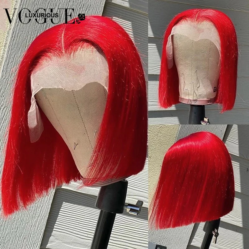 Парики Red Bob на сетке спереди Цветные Волнистые Короткие парики боб для женщин