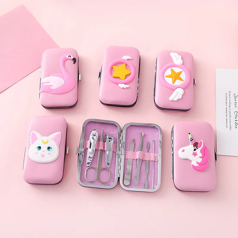 

Card Captor Cardcaptor Sakura Sailor Moon Cartoon Pink Cute 7 Pcs Set Stainless Steel Nail Scissors Clipper Christmas Gift