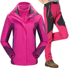 Сноубординг костюмы женская зимняя ветрозащитная водонепроницаемая, Лыжный спорт костюм утолщенная Теплая Лыжная куртка и зимние штаны наборы походная куртка для активного отдыха