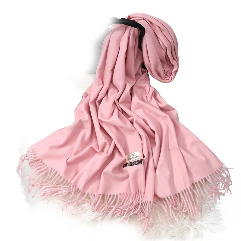 Женские однотонные кашемировые шарфы с кисточкой длинный шарф женский платок echarpe hiver femme