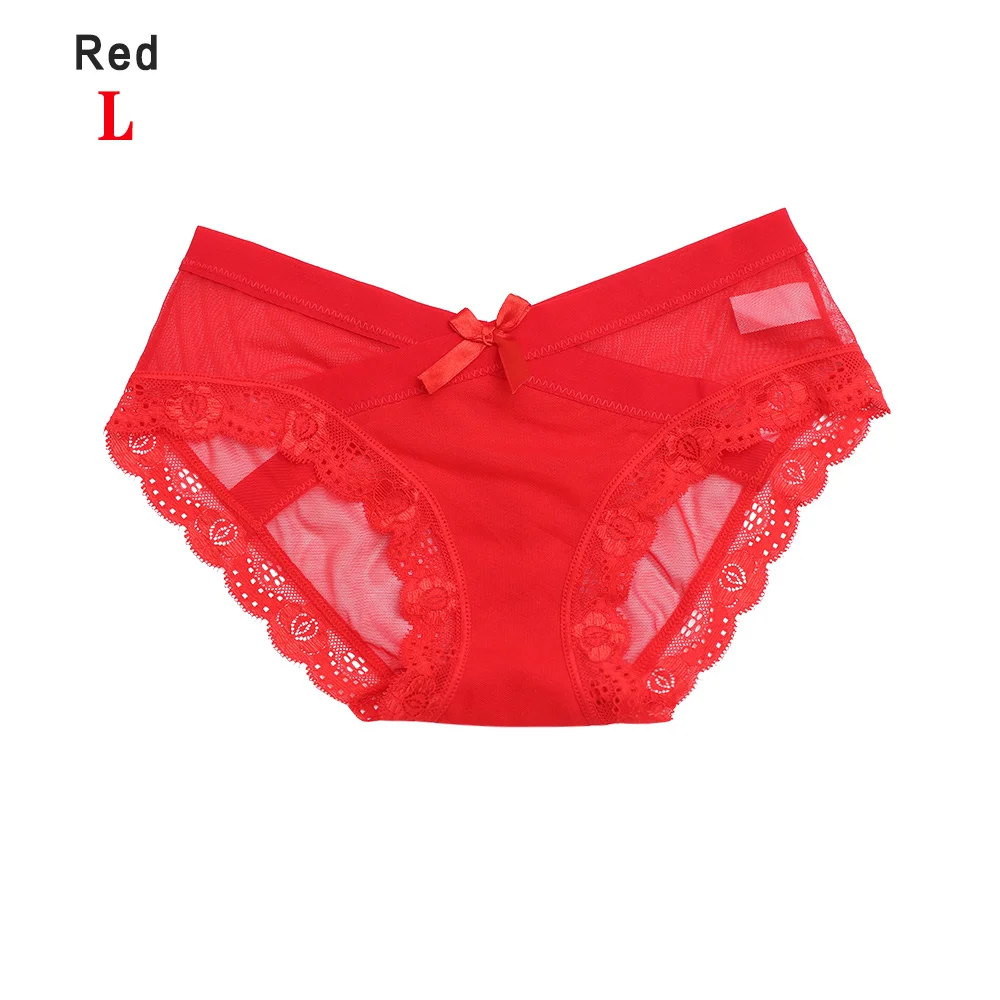 red L 1 шт., сексуальные трусики-стринги, эластичное Бандажное нижнее белье, кружевные стринги с цветами, женское нижнее белье, модные трусики, одежда для сна, аксессуары - Цвет: red L