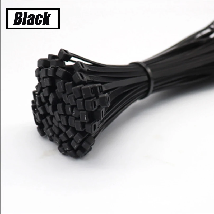 200 мм самоблокирующиеся Нейлоновые кабельные стяжки 8 дюймов 100 шт. 7 цветов Пластиковые стяжки на молнии черные проволочные стяжки ремни 4*200 - Цвет: 4x200 Black