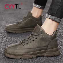 

CYYTL Fashion Leather Men's Boots Walking Comfort Waterproof Ankle Shoes for Male Casual Work Low Top Sports Outdoor Booties
