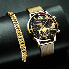 

Brand Mens Watches Stainless Steel Mesh Belt Quartz Watch For Men Luxury Business Calendar Luminous Clock Bracelet Watches