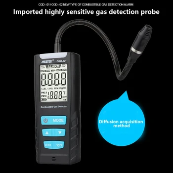 

MESTEK CDG-02 Port Flammable Leak Location Determine Meter Tester Combustible Gas Detector Sound Light Alarm LCD Gas Analyzer
