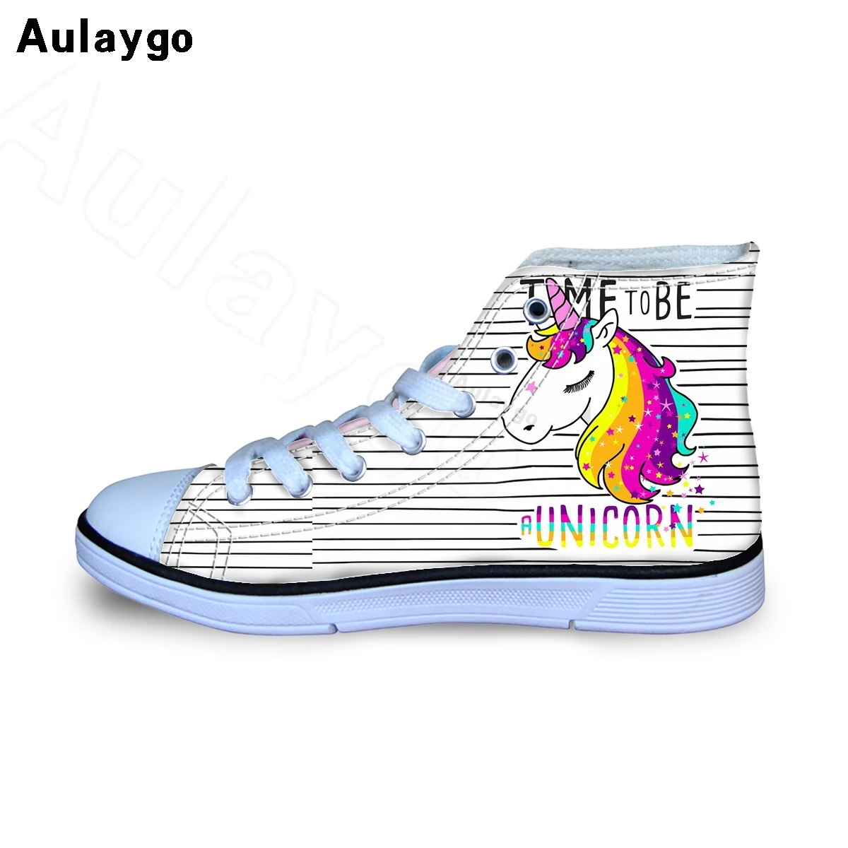 

Aulaygo Rainbow Unicorn Pattern Children Flats Comfortable Girls Sneakers Line Print Soft Outsole Kids Shoes Outdoor Sport Boot