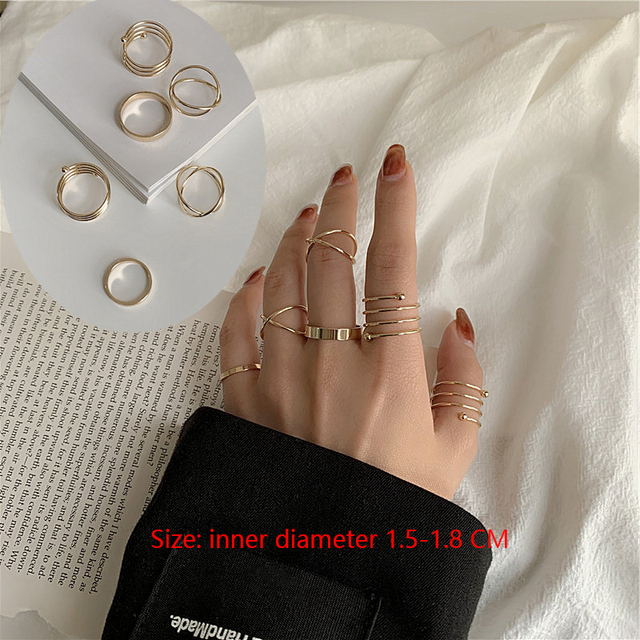 Trend Punk Gothic Rock Hip Hop Rings Set For Women Fashion Girl Knuckles Joint Accessories Vintage Open Adjustable Jewelry