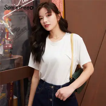 

SAM'S TREE Multicolor Solid Minimalist Bright Casual Women T Shirts 2020 Spring New Korean Long Sleeve Ladies Daily Basic Tops