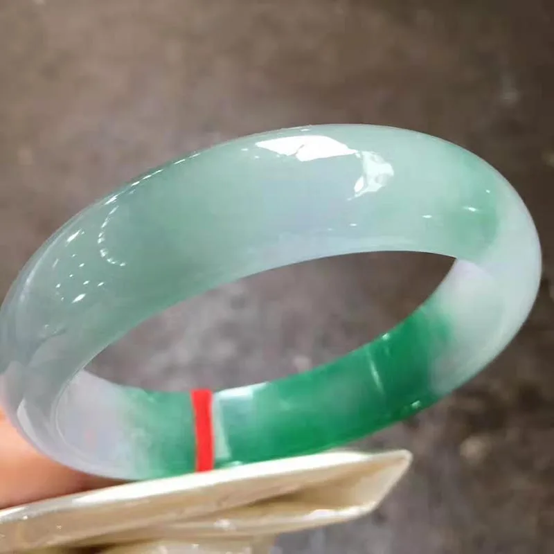 natural Jadeite bracelets carved light green two-color female jade bracelet jewelry gifts(including certificate