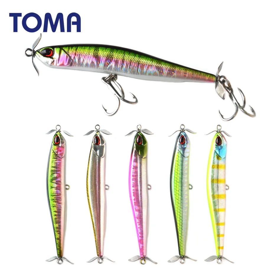 

TOMA Pencil Hard Bait Sinking Wobblers Fishing Lure 90mm 15g Prop Propeller Bass Pike Fishing Artificial Bait Saltwater Tackle