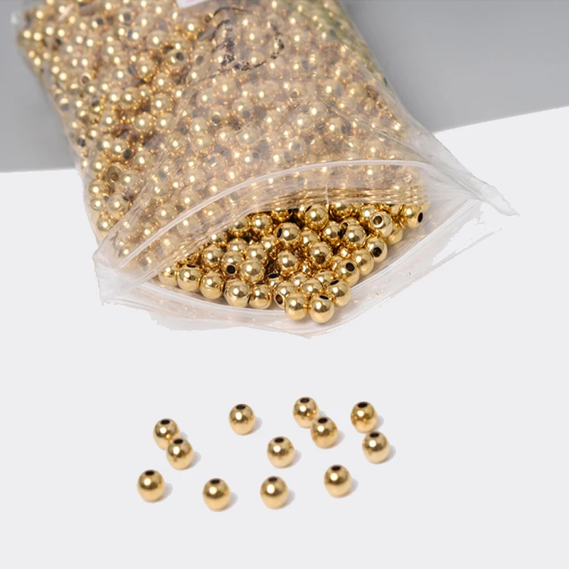 Brass Ball Beads 50pcs Original Round 3/4/5/6/8mm For DIY Necklaces Jewelry Making