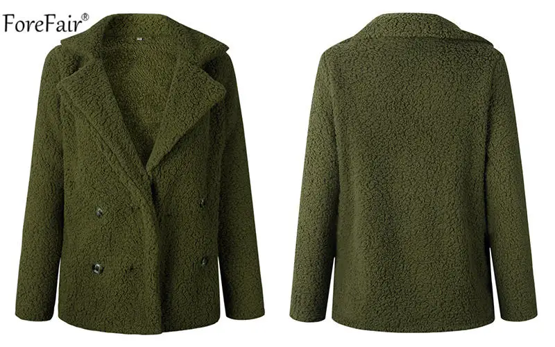 Forefair меховое пальто из искусственного меха 3XL Карманный Женский Зимний офисный плюшевый розовый пуговица плюшевый оверсайз пальто куртка