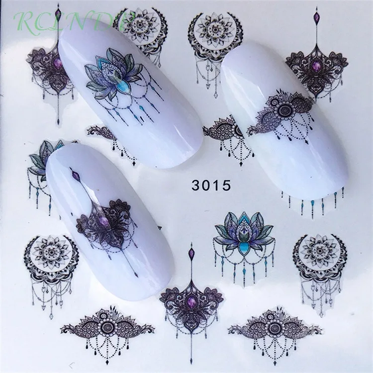 Наклейка на воду для слайдер украшения ногтей мандалы тотемы лотоса клейкая