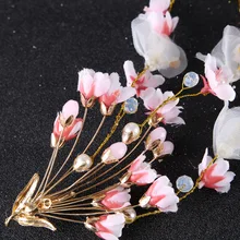 Свадебные украшения лента для волос розовая ткань цветок невесты Лоб повязка на голову стиль невесты аксессуары Студия ювелирных изделий