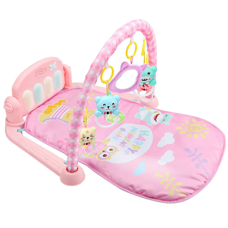 Pink 3 в 1 детский коврик для ребенка спортивные игрушки мягкое освещение музыкальные погремушки игрушки детские развивающие игрушки играть фортепиано тренажерный зал детский ползающий коврик - Цвет: Pink