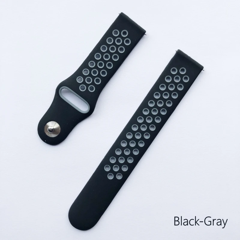 Двухцветный силиконовый ремешок для Xiaomi Huami Amazfit Stratos 3 2/2 s, Смарт-часы для Xiaomi Amazfit GTR, браслет 47 мм - Цвет: black gray