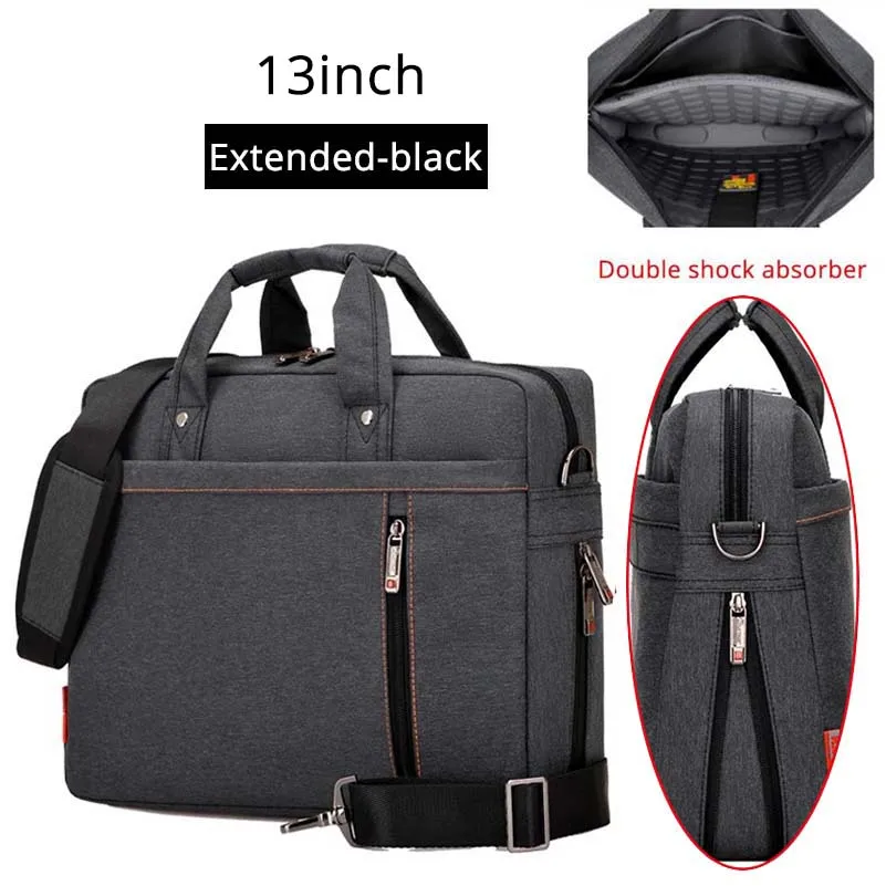 extended-black13 Расширяемый Портфели Сумка для документов, сумка для ноутбука, Водонепроницаемый Сумки из натуральной кожи Бизнес Портфели/13/14/15/17 дюймов Тетрадь переноски Чехол - Цвет: extended-black13