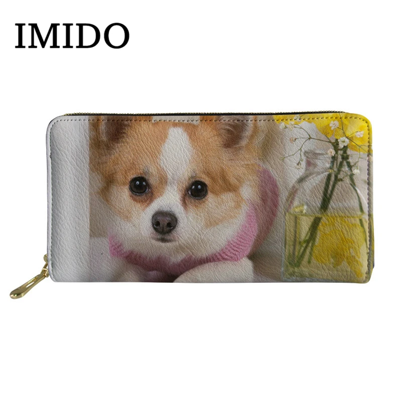 IMIDO Новое поступление кошелек женский милый 3D собака породы чихуахуа кошелек дизайн роскошный длинный кожаный кошелек многофункциональный дорожный Органайзер - Цвет: WLL1158Z21