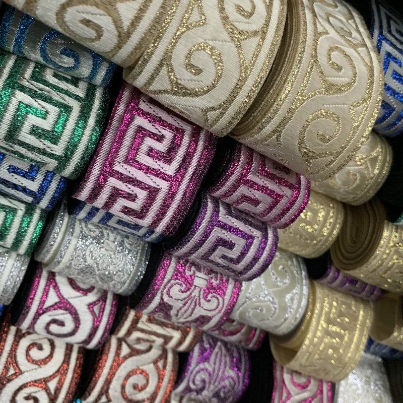 48 Design Polyester Geometric Folk Style Single Face Jacquard Ribbon 10YARD/LOT 33MM 1.5 INCH polyester ribbon,ribbon decoration,ribbon supplies