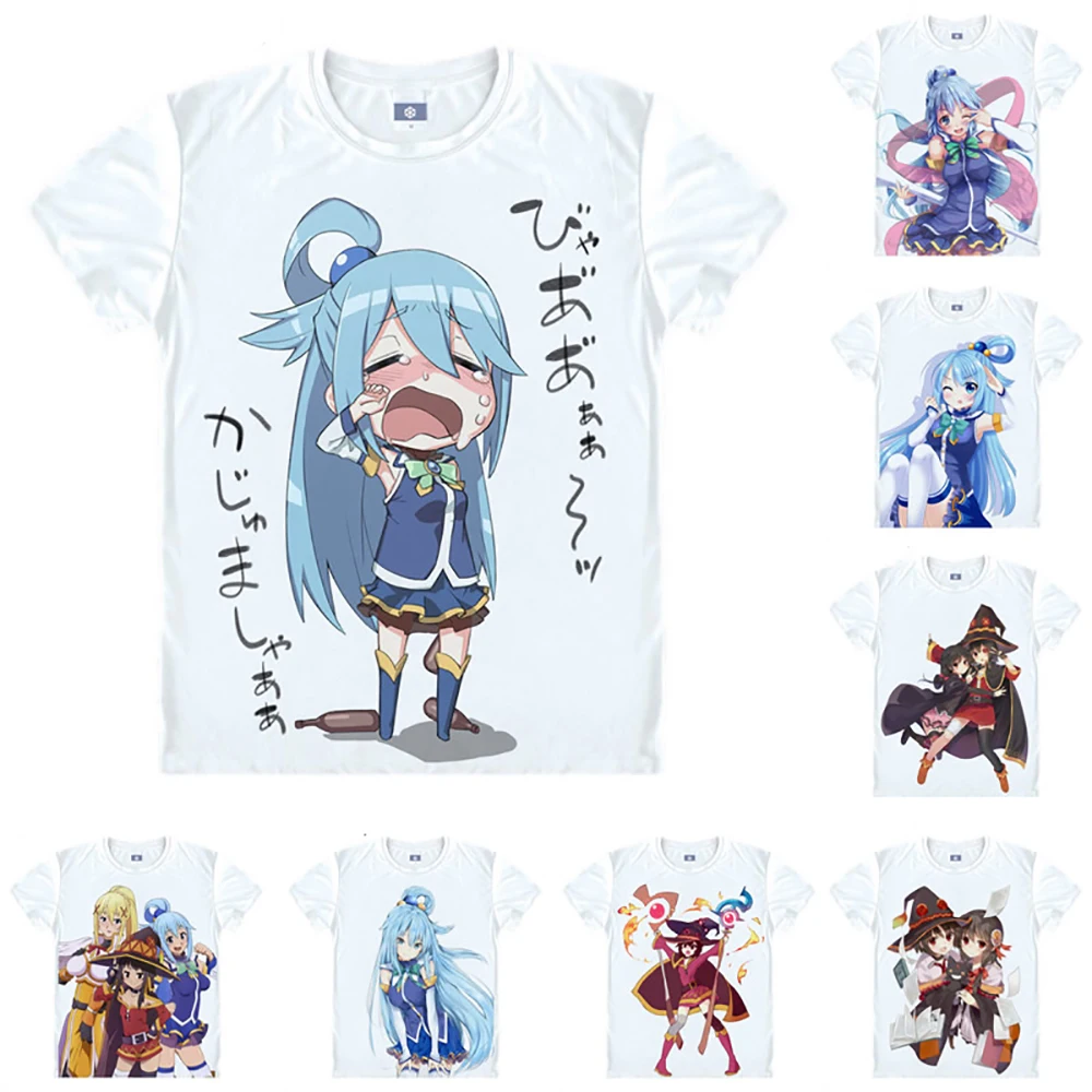 Kono Subarashii Sekai Ni Shukufuku Wo Konosuba футболка Aqua Megumin аниме пользовательский Косплей