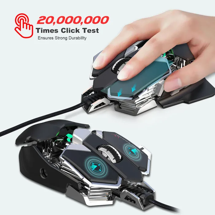 Механическая игровая мышь Проводная 6400 dpi программируемая 9 клавиш компьютерная геймерская мышь JR предложения