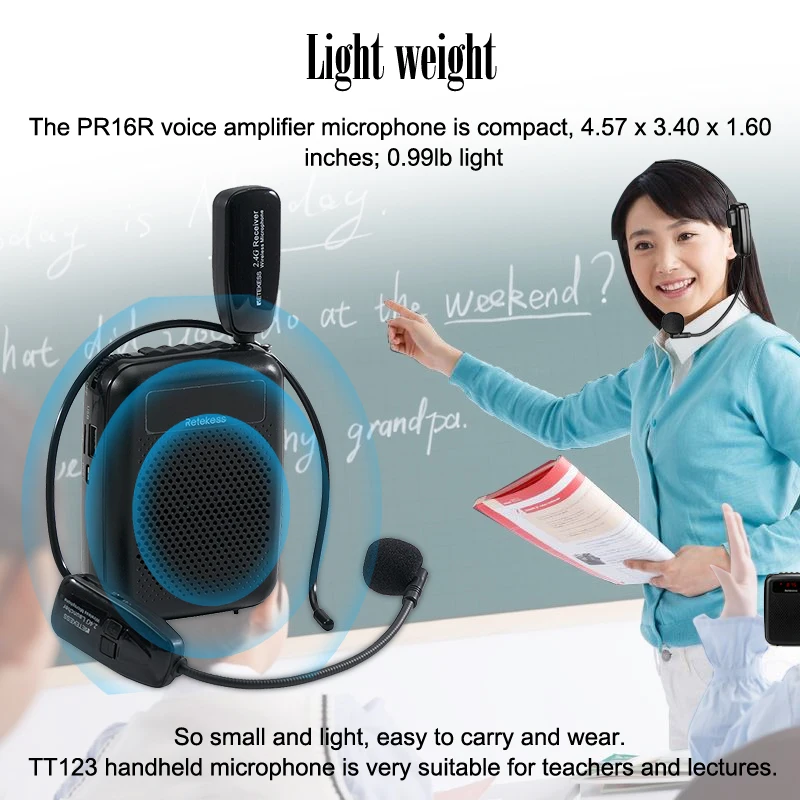 RETEKESS PR16R Megaphon Tragbare 12W FM Aufnahme Stimme Verstärker Lehrer Mikrofon Lautsprecher Mp3 Player FM Radio für Reiseleiter – Detail 3