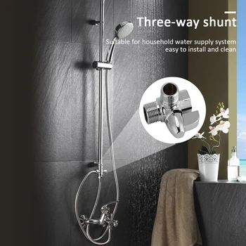 

Chromed Brass 3-Way Shower for Hand Shower Angle Valve Hose Bath Shower Arm Toilet Arm Diverter Valve G1/2 Tee Adapter