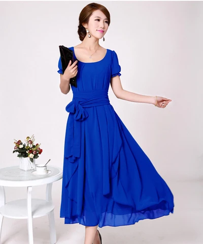 blue Clobee женское летнее шифоновое платье свободного размера плюс Vestidos с воланами макси длинные платья Бохо одежда халат сорочка - Цвет: blue