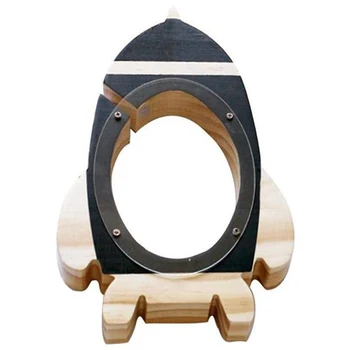 

Nordic Baby Kids Wood Rocket Money Box Wood Money Cans Toys Living Room Decor and Kids Birthday Gift Piggy Bank