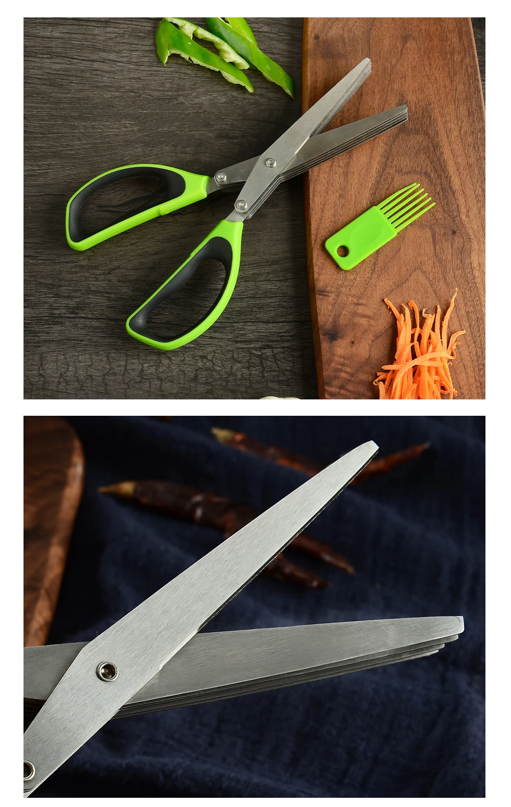 Xyj Многофункциональные кухонные ножи из нержавеющей стали 5 Многослойные ножницы для суши измельченные чешуйчатые ножницы для специй с кистью