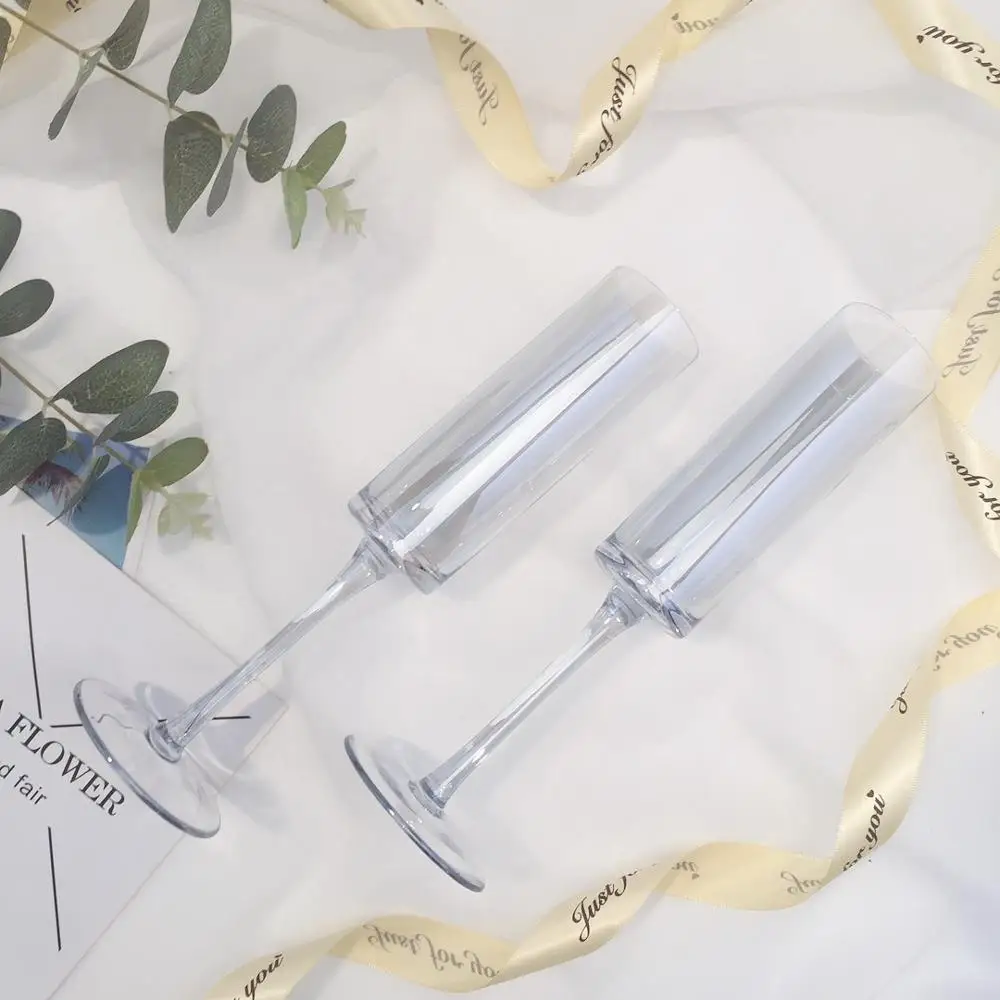 light blue 2 pcs 2 шт. хрустальный бокал для шампанского набор хрустальных бокалов для шампанского чашка Янтарный серый бокал для вина креативное домашнее питьевое свадебное стаканчик - Цвет: light blue 2 pcs