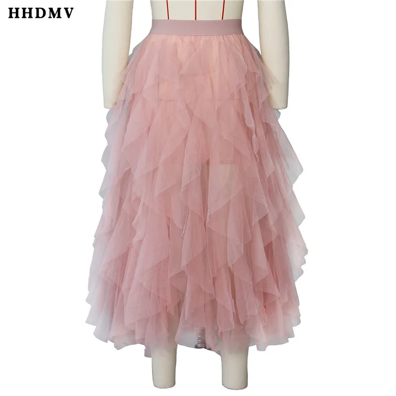 HHDMV GZSC10214 модная Горячая Распродажа снижение возраста высокий уличный стиль Длинная юбка эластичное кружево с высоким воротником длиной до щиколотки юбка