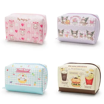 

Cartoon Little Twin Stars My Melody Kuromi PU Leather Makeup Cosmetic Bags Beauty Case Women Organizer Storage Bag