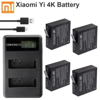 Оригинальные 1400mAh батареи для Xiaomi Yi батарея для Xiaomi Yi 2 4K XiaoYi II+ USB двойное зарядное устройство для Xiaomi yi 4k Экшн-камера