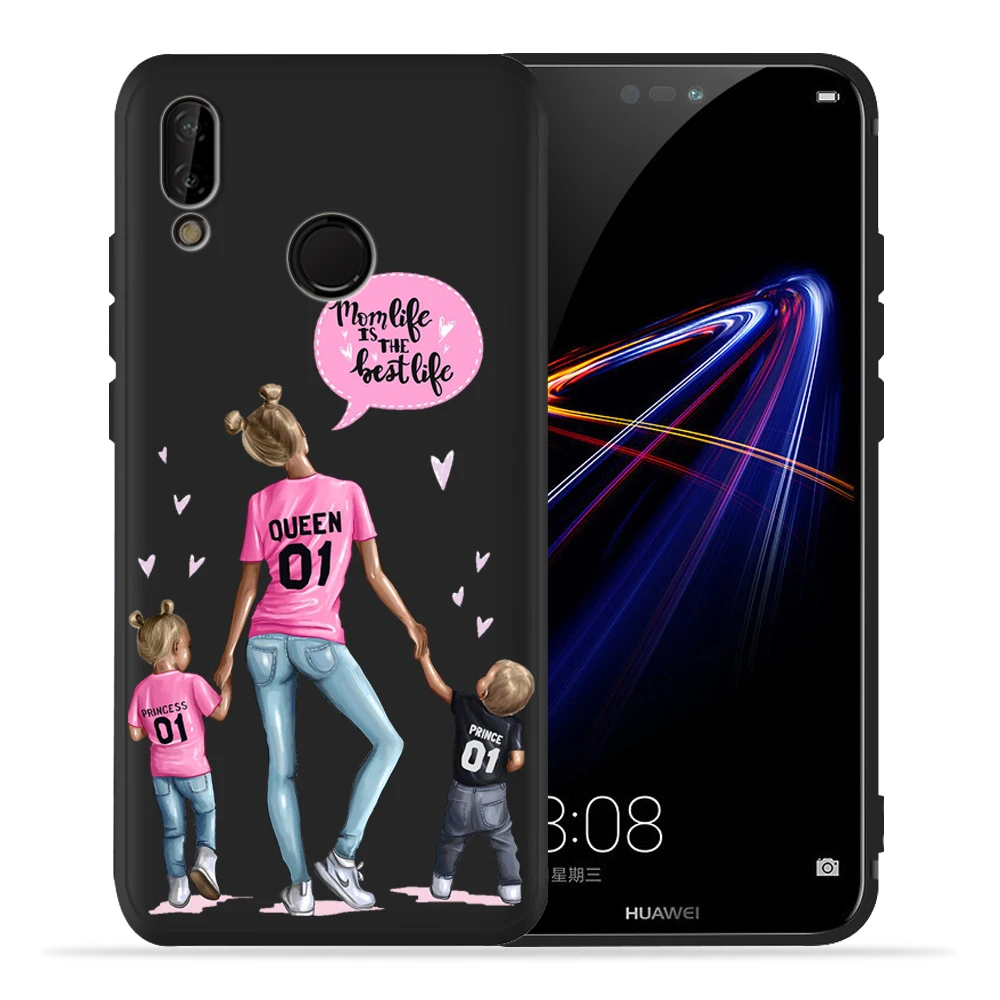 Модный черный чехол для телефона Mam Super Mom baby girl для huawei P30 P20 Lite Pro P10 P9 Lite mate 20 30 10 Lite, мягкий чехол для Etui - Цвет: 01