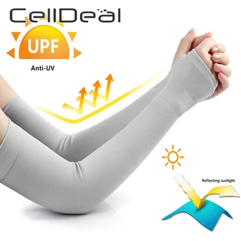 

2Pcs Ice Fabric Arm Sleeves Sports Safety Running Sun UV Protection Hand Sleeve Cover Cooling Warmer for Golf Cycling Fishing