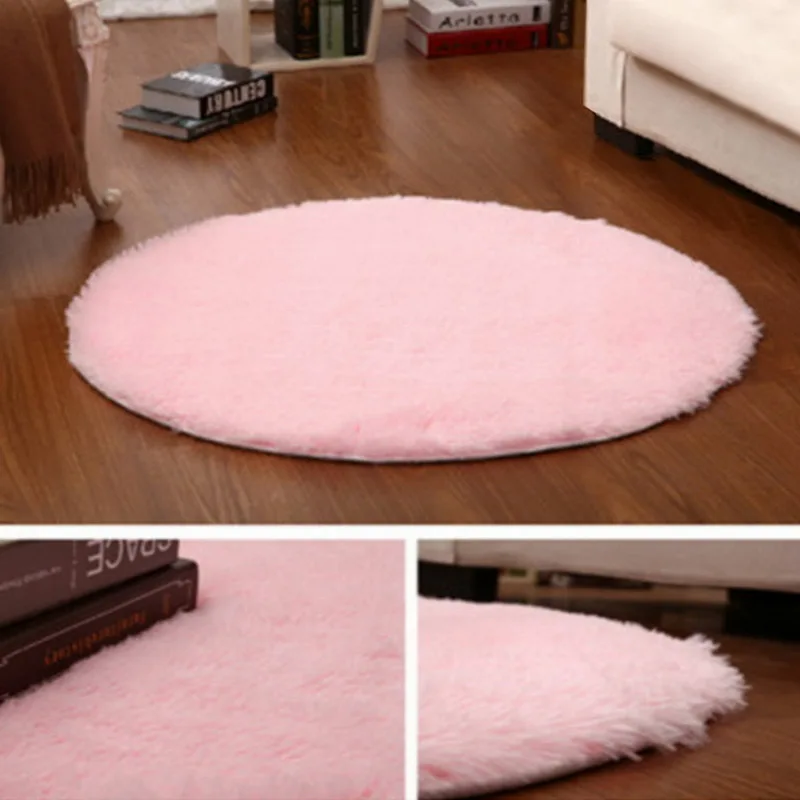 Round Fitness Yoga Carpet Fluffy Round Rug Carpets Silky Faux Fur Rugs