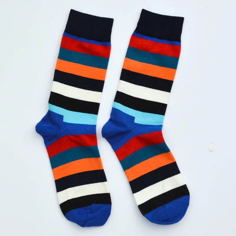 LKWDer 6 пар мужские забавные носки Calcetines Happy носки для мужчин Chaussette Homme красочные полосатые Meias удобные теплые носки - Цвет: C