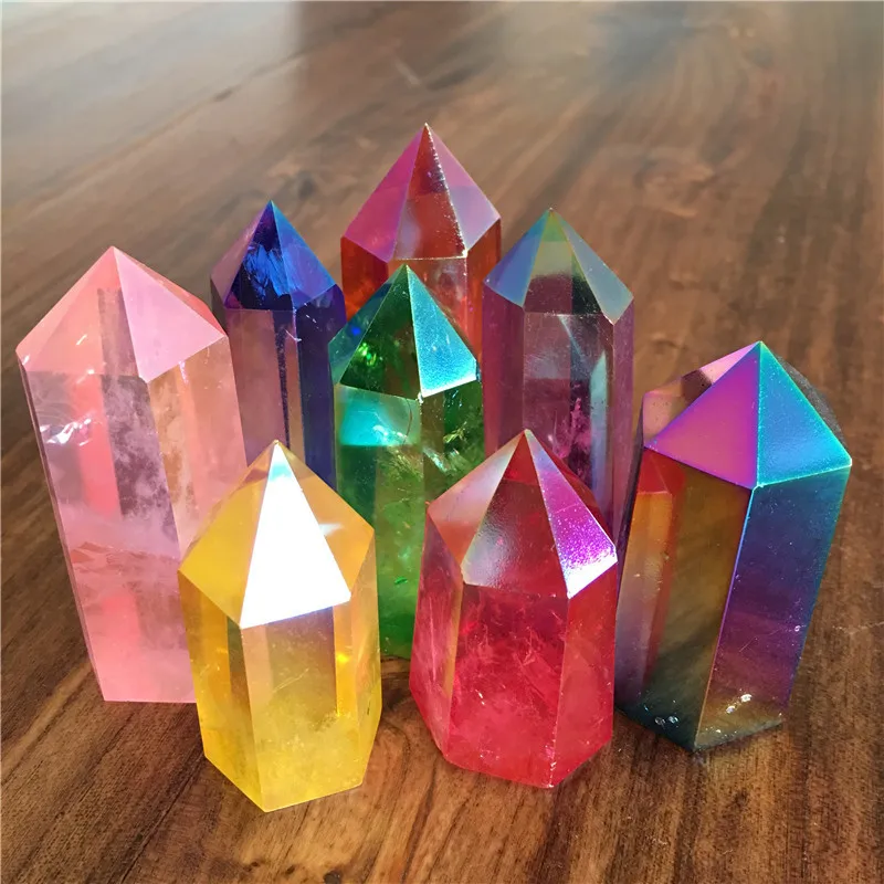 rainbows!8.4 /'/' Natural clear black tourmaline rutilated Quartz Crystal Obelisk Wand Point crystal Healing-B62