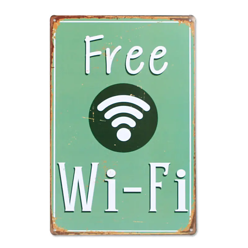 Бесплатный Wi-Fi потертый шик домашний бар кафе винтажный Настенный декор художественная металлическая жестяная вывеска паб таверна ретро декоративные тарелки металлический плакат A755 - Цвет: SS6
