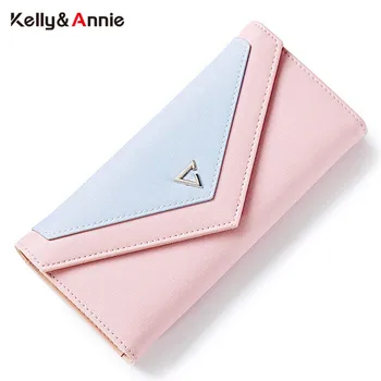 

Hot Contrast Envelope Wallet Women Brand Designer Female Wallets Card Holder Phone Coin Pocket Ladies Purse High Quality Clutch