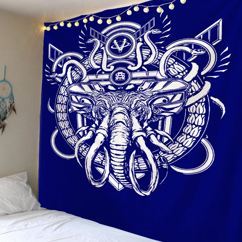 Retro Pirate Ship Rune Skull Elephant Tapestry Tapestry Hippie Psychedelic Bohemian Wall-mounted Living Room Bedroom Decoration
