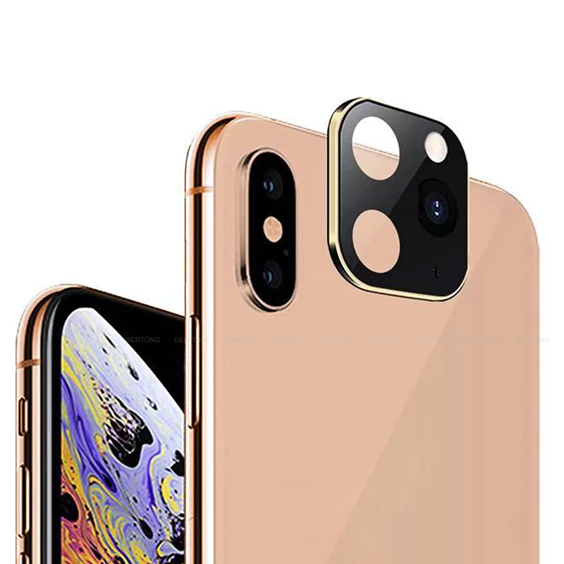 Титановый сплав металлический объектив камеры секундная Замена для iPhone 11 Pro объектив кольцо Крышка для iPhone X XS MAX камера защитная крышка - Цвет: Gold